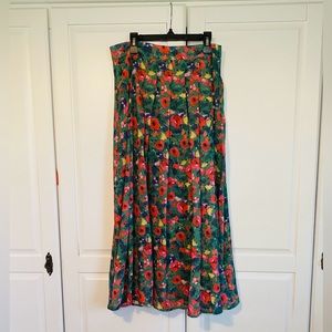 Pleated Floral Midi Skirt